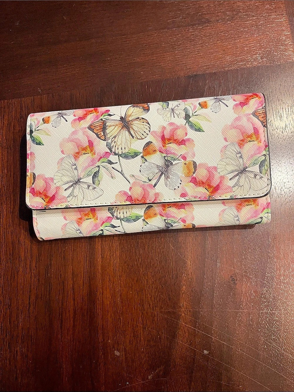 Brighton Floral Zip Around Wallet in Pink & Cream Like New